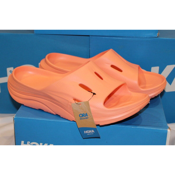 HOKA Men's U Ora Recovery Slide 3 Sandal Papaya NWOB SZ‎ 12 - Picture 1 of 4